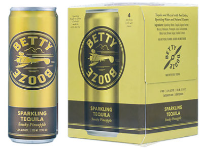Betty Booze Rtd Cktl Spklg Teq Smoked Pineapple 4-12 Fl Oz Cans - 4-12 FZ - Image 1