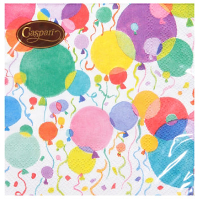 Balloons And Confetti White Cocktail Napkin - EA - Image 1