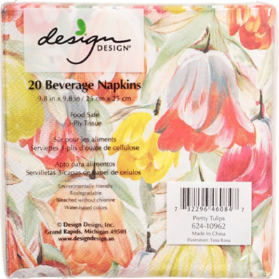 Pretty Tulips Napkin Beverage - 1 CT - Image 4