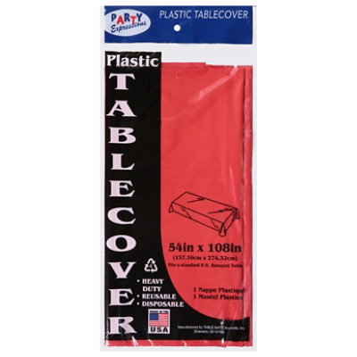 Tblmt Plstc Red Tablecover - Each - Image 1