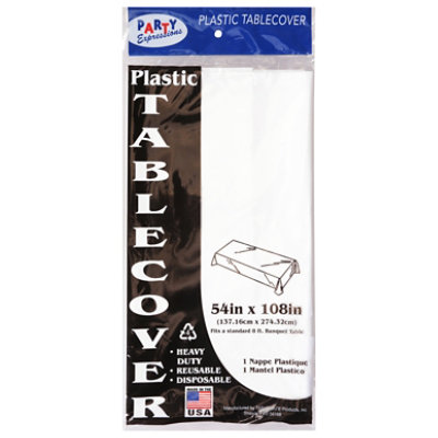 Table Mate Patry Expressions White Plastic Tablecover - 54 x 108 Inch - Image 3
