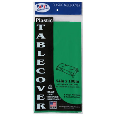 Table Mate Party Expressions Green Plastic Tablecover 54 x 108 In - Each - Image 1