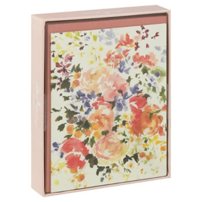 Loose Watercolor Florals Notecard-boxed-blank-12ct - EA - Image 1