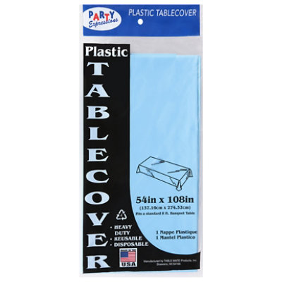 Table Mate Party Expressions Blue Plastic Tablecover 54 x 108 In - Each - Image 1
