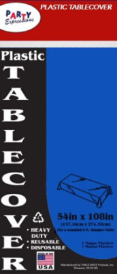 Tablemate Tablecover 54 x 108 Inches Blue Plastic - 1 Count - Image 1