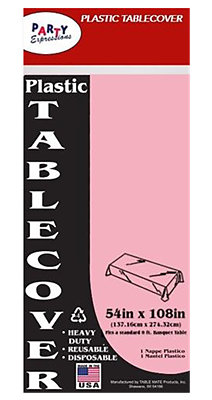 Table Mate Party Expressions Pink Plastic Tablecover 54 x 108 In - Each - Image 1