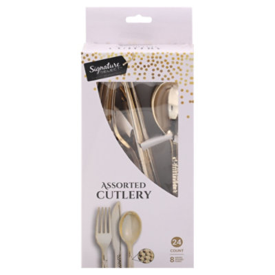 Signature Select Cutlery Assorted Hammered Gold - 24 Count - Image 4