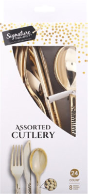 Signature Select Cutlery Assorted Hammered Gold - 24 Count - Image 2