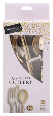 Signature Select Cutlery Assorted Hammered Gold - 24 Count - Image 1