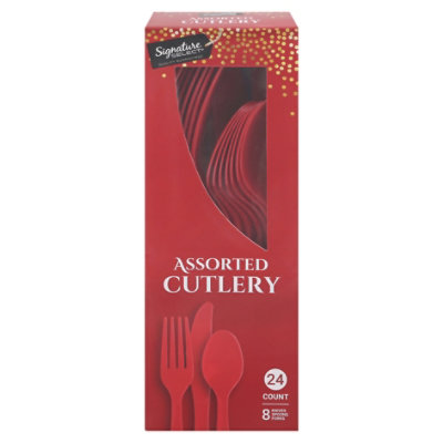 Signature SELECT Red Assorted Cutlery - 24 Count - Image 4