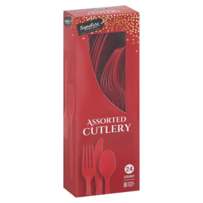 Signature SELECT Red Assorted Cutlery - 24 Count - Image 1