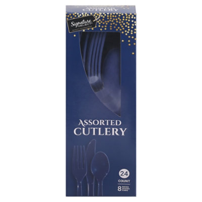 Signature Select Assorted Navy Blue Cutlery - 24 Count - Image 4