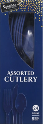 Signature Select Assorted Navy Blue Cutlery - 24 Count - Image 2