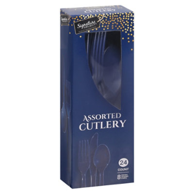 Signature Select Assorted Navy Blue Cutlery - 24 Count - Image 1