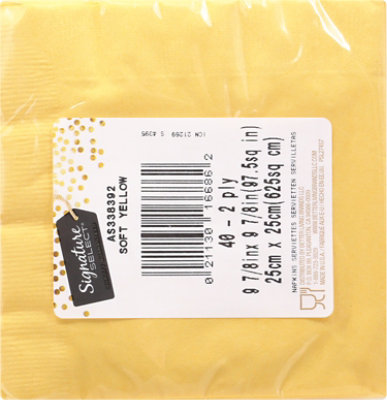 Signature SELECT Soft Yellow Beverage Napkins - 40 Count - Image 5