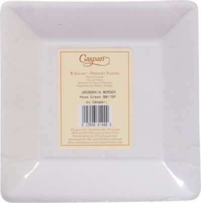 Caspari Grosgrain Border Moss Green Salad Plate - 8 CT - Image 4