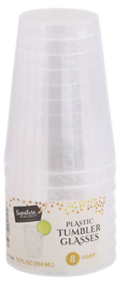 Signature SELECT 12 Oz Clear Plastic Tumbler Glasses - 8 Count - Image 1