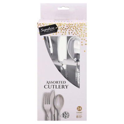 Signature Select Cutlery Assorted Hammered Silver - 24 Count - Image 3