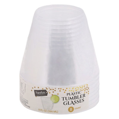 Signature SELECT 9 Oz Clear Plastic Tumbler Glasses - 8 Count - Image 4