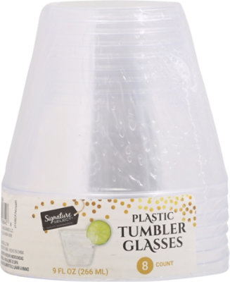 Signature SELECT 9 Oz Clear Plastic Tumbler Glasses - 8 Count - Image 2