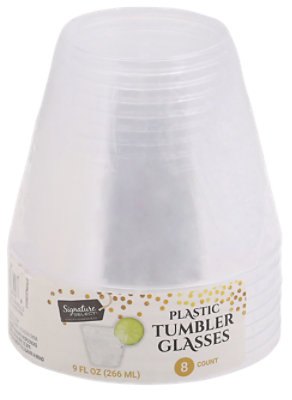 Signature SELECT 9 Oz Clear Plastic Tumbler Glasses - 8 Count - Image 1
