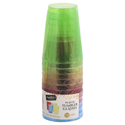 Signature SELECT 12 Oz Colored Plastic Tumbler Glasses - 12 Count - Image 4