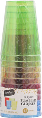 Signature SELECT 12 Oz Colored Plastic Tumbler Glasses - 12 Count - Image 2