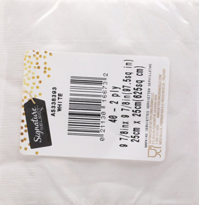 Signature SELECT White Beverage Napkins - 40 Count - Image 5