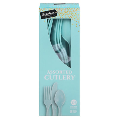 Signature Select Assorted Spa Blue Cutlery - 24 Count - Image 4