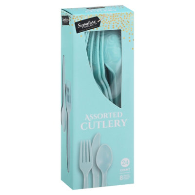 Signature Select Assorted Spa Blue Cutlery - 24 Count - Image 1