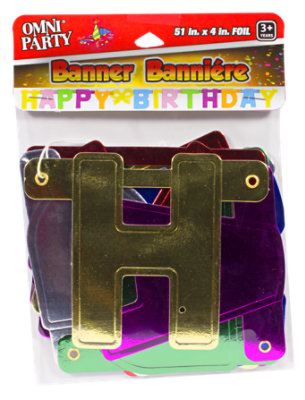 Omni Glow Happy Birthday Banner Foil 51 Inches - Each - Image 1