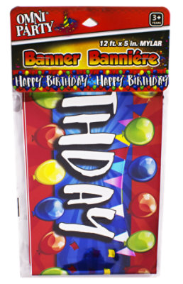 Omni Glow Happy Birthday Banner Mylar 12 Feet - Each - Image 1