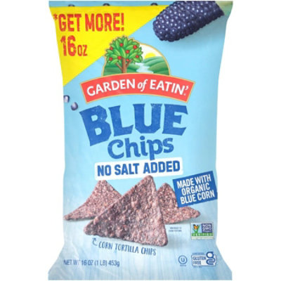Garden of Eatin - Tortilla Chips Corn Blue Chips No Salt Added, 16 oz (Pack of 12) - Image 1