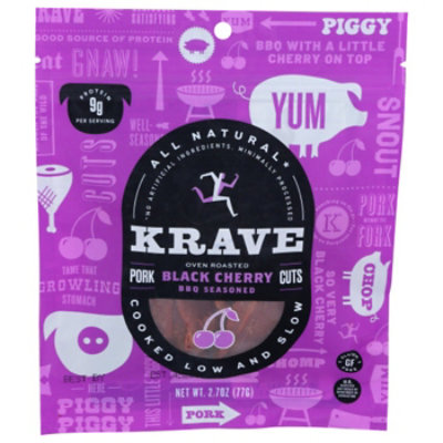 Krave - Pork Jerky Black Cherry Barbecue Seasoned, 2.7 oz (Pack of 8) - Image 1