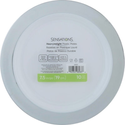 Sensations 7 Inch Plastic Plates with Silver Rim - 10 Count - Image 2