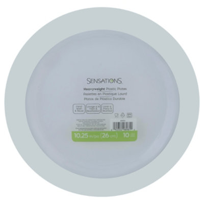 Sensations 10 Inch Plastic Plates with Silver Rim - 10 Count - Image 3