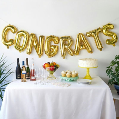 Cakewalk (Party) - Gold CONGRATS Mylar Balloon - Image 2
