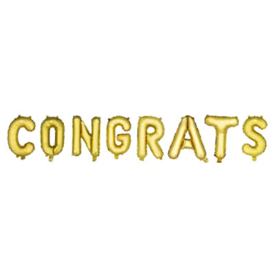 Cakewalk (Party) - Gold CONGRATS Mylar Balloon - Image 1