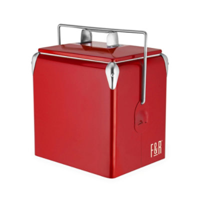 Foster & Rye - Red Vintage Metal Cooler - Image 1
