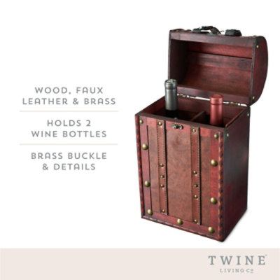 Twine - 2 Bottle Antique Wooden Wine Box - Image 3