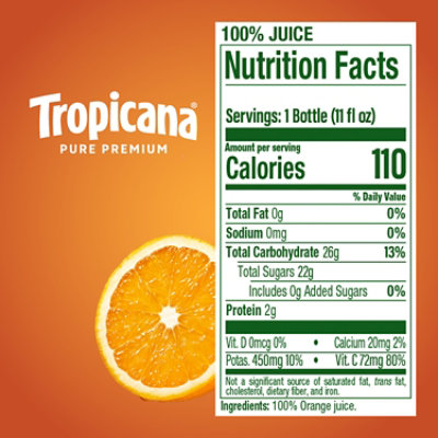 Tropicana Pure Premium 100% Orange Juice Original Some Pulp Single Serve - 11 Fl. Oz. - Image 8