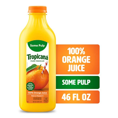 Tropicana Pure Premium 100 Orange Juice Original Some Pulp No Sugar Added 46 Fl. Oz. acmemarkets