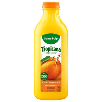 Tropicana Pure Premium 100% Orange Juice Original Some Pulp No Sugar Added - 46 Fl. Oz. - Image 1