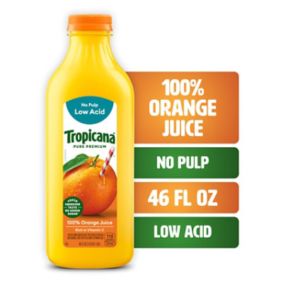 Tropicana Pure Premium 100% Orange Juice Original No Pulp Low Acid - 46 Fl. Oz. - Image 1