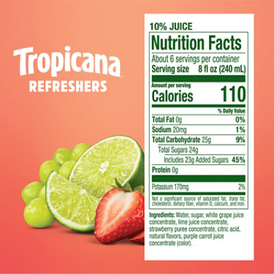 Tropicana Refreshers Strawberry Limeade Juice Drink with Real Fruit Juice - 46 Fl. Oz. - Image 8