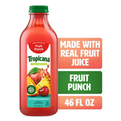 Tropicana Refreshers Fruit Punch Juice Drink with Real Fruit Juice - 46 Fl. Oz.