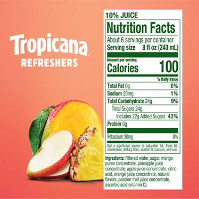 Tropicana Refreshers Pineapple Mango Juice Drink with Real Fruit Juice - 46 Fl. Oz. - Image 8