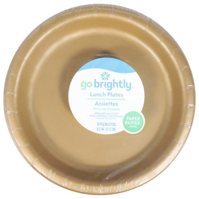 Amscan 8.5 Inch Lunch Plates Gold Color - 16 Count - Image 1