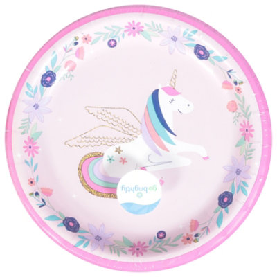 Amscan 6.75 Inch Printed Dessert Plates Unicorn Wishes - 8 Count - Image 3