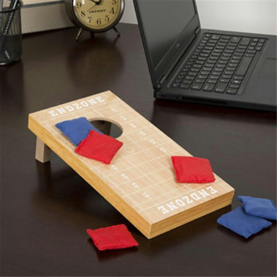 Hey Play - Tabletop Cornhole Game - Football Field Theme - Image 1